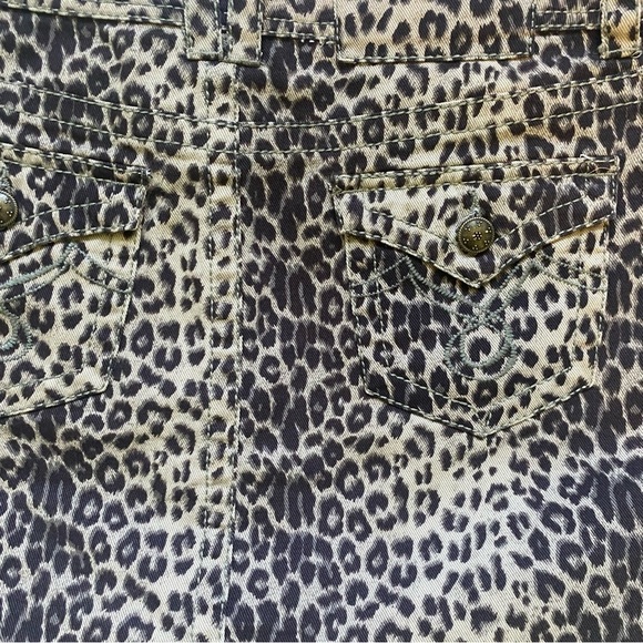 Tasha Polizzi Women’s Frayed Animal Print Jean Mini Skirt 100% Cotton Sz 6 - Picture 3 of 5